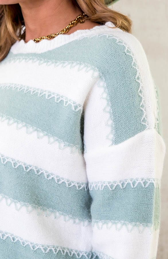 Strepen Zigzag Trui Mint – shoparchief, foto 5