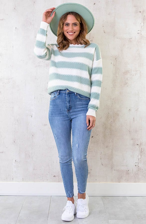 Strepen Zigzag Trui Mint – shoparchief, foto 6