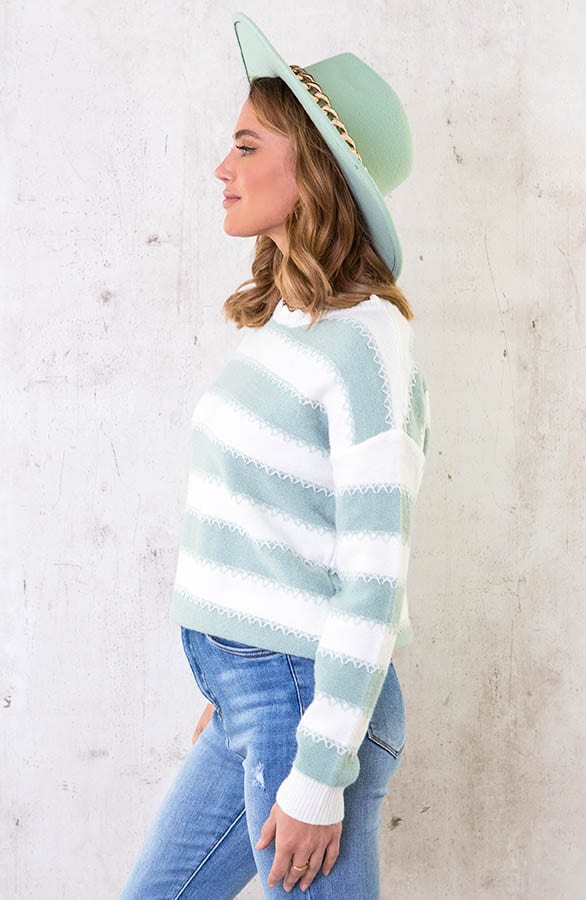 Strepen Zigzag Trui Mint – shoparchief, foto 3