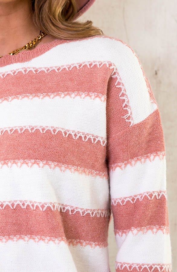 Strepen Zigzag Trui Oud Roze – shoparchief, foto 5