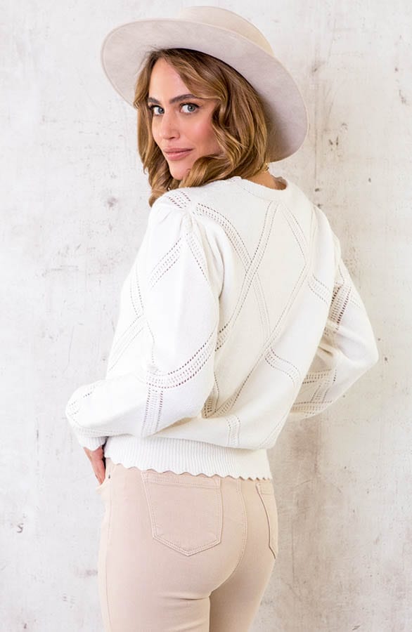 Trui Met Ruit Patroon Ecru – shoparchief, foto 4