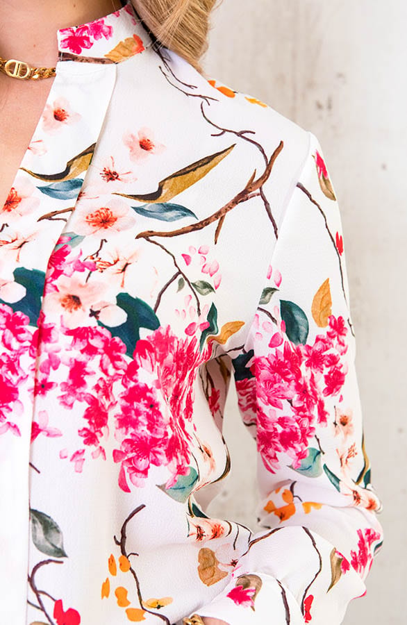 V-Ausschnitt Blumen Bluse Ecru, Shoparchiv, Foto 4