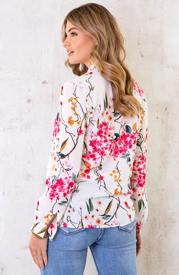 V-Ausschnitt Blumen Bluse Ecru, Shoparchiv, Foto 3