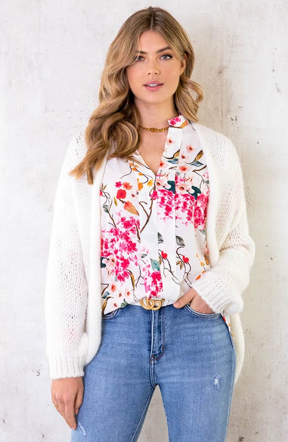 V-Ausschnitt Blumen Bluse Ecru, Shoparchiv, Foto 6