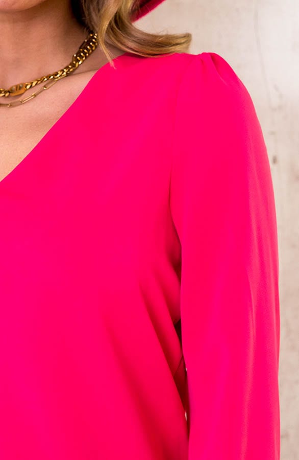 V-hals Blouse Deluxe Fuchsia – shoparchief, foto 5