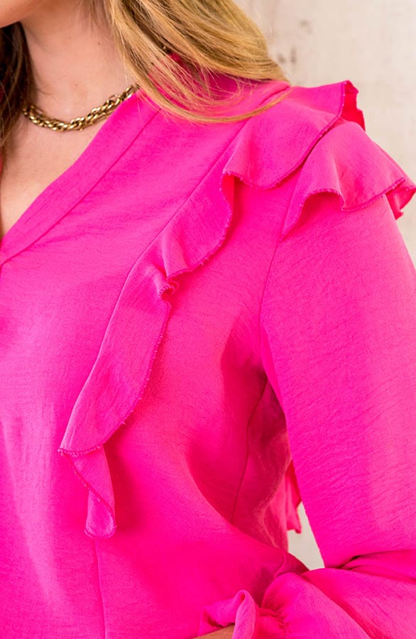 Blouse Met Ruches Fuchsia – shoparchief, foto 5