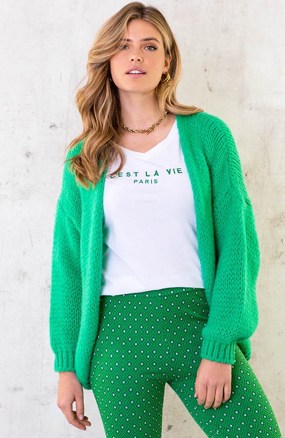 C'est La Vie T-shirt Wit Groen – shoparchief, foto 5