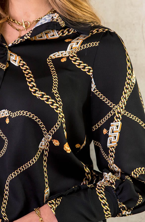 Chain Blouse Zwart – shoparchief, foto 5