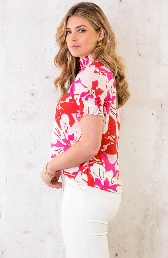 Col Top Floral Roze Rood – shoparchief, foto 3