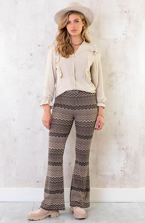 Flared Broek Aztec Taupe – shoparchief, foto 5