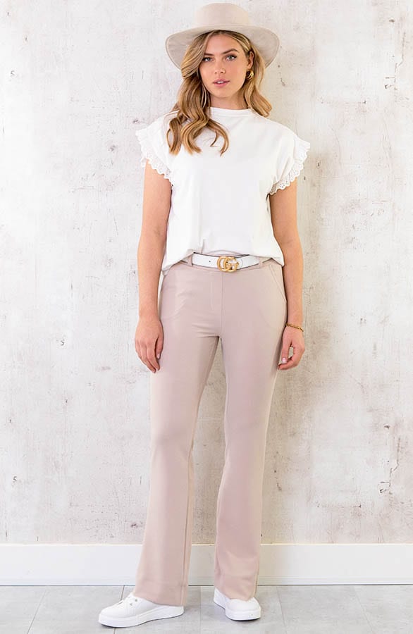 Flared Broek Beige – shoparchief, foto 4
