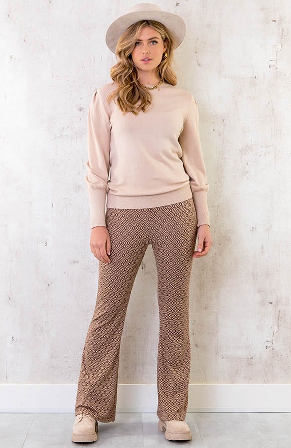 Flared Broek Retro Ruit Camel – shoparchief, foto 4