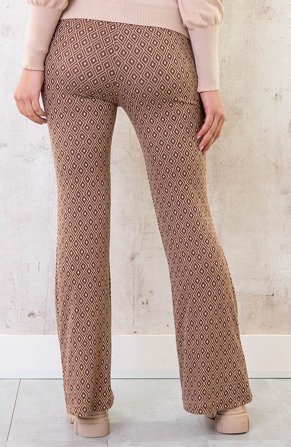 Flared Broek Retro Ruit Camel – shoparchief, foto 3