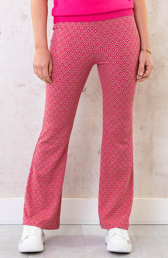 Flared Broek Retro Ruit Fuchsia – shoparchief, foto 1