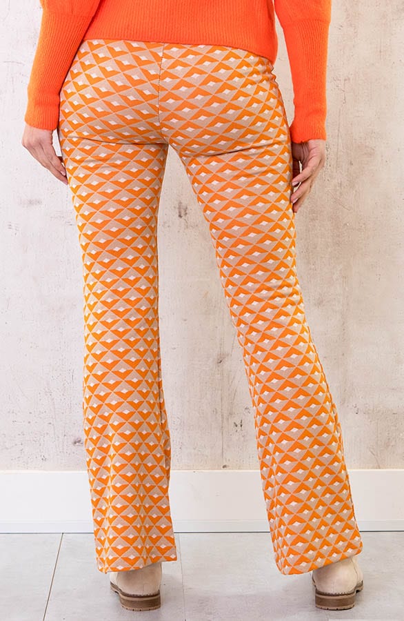 Flared Broek Retro Ruit Oranje – shoparchief, foto 4