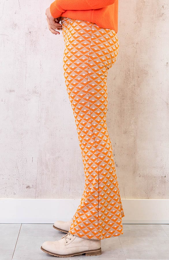 Flared Broek Retro Ruit Oranje – shoparchief, foto 3