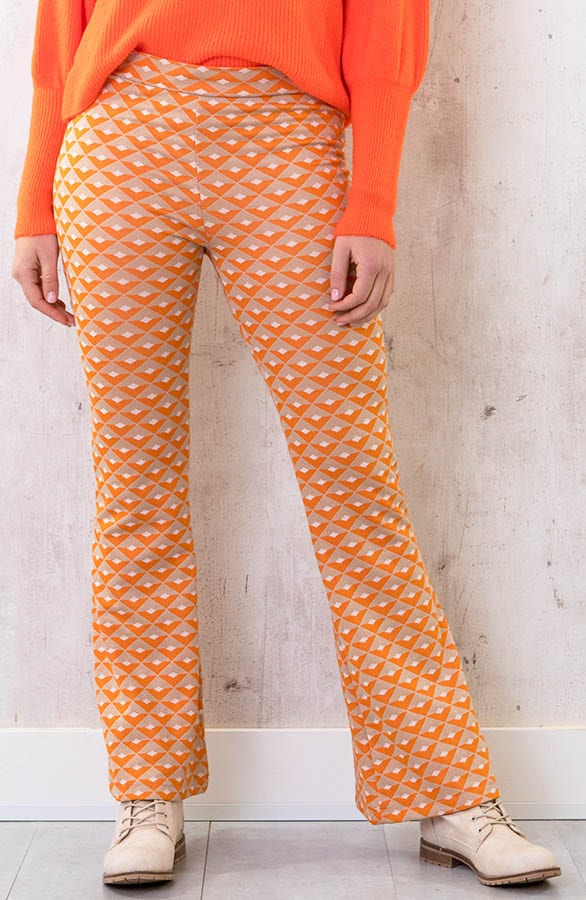 Flared Broek Retro Ruit Oranje – shoparchief, foto 2