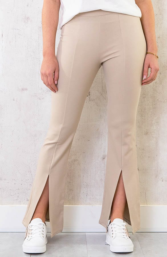 Flared Split Broek Beige – shoparchief, foto 1