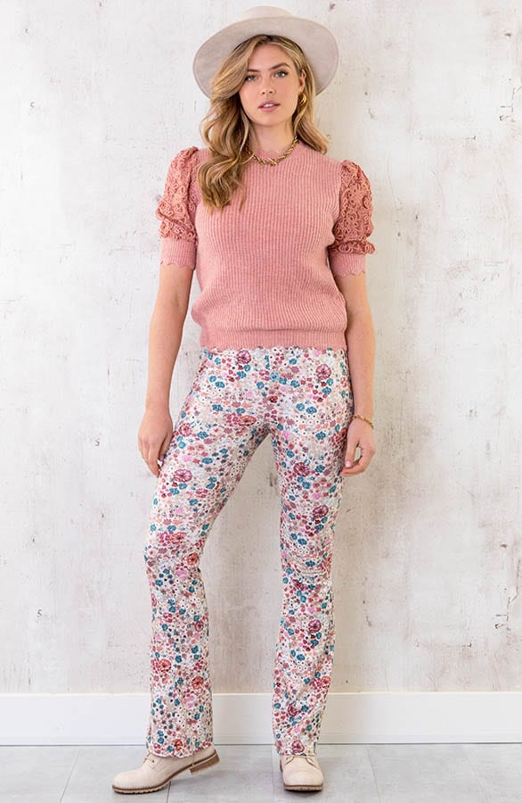 Flared Hose Blumen Dust Rosa, Shoparchiv, Foto 4