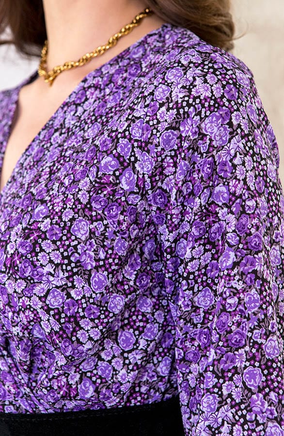 Flower Overslag Jurk Lila – shoparchief, foto 5