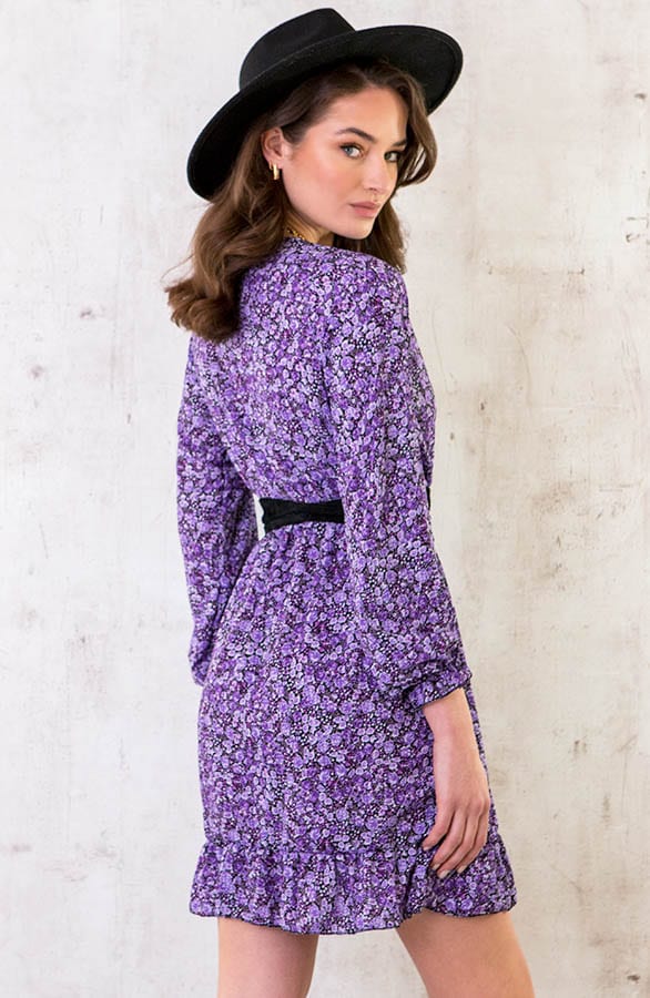 Flower Overslag Jurk Lila – shoparchief, foto 4