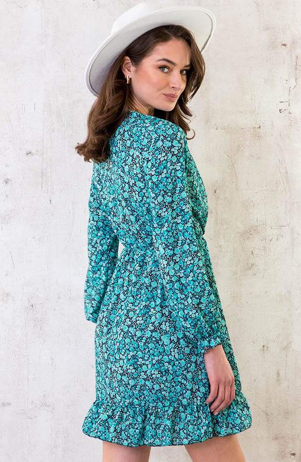Flower Overslag Jurk Mint – shoparchief, foto 5
