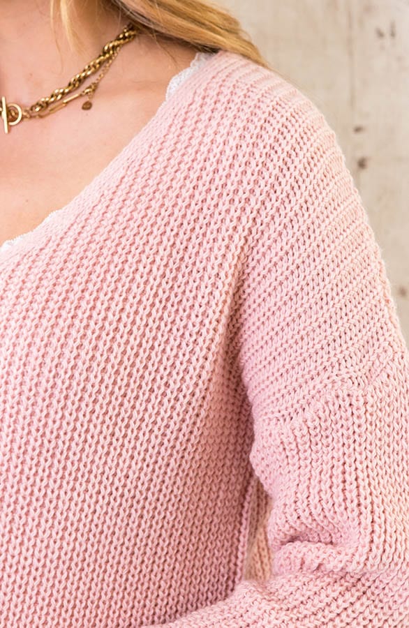 Gebreide Basic V-trui Lichtroze – shoparchief, foto 4
