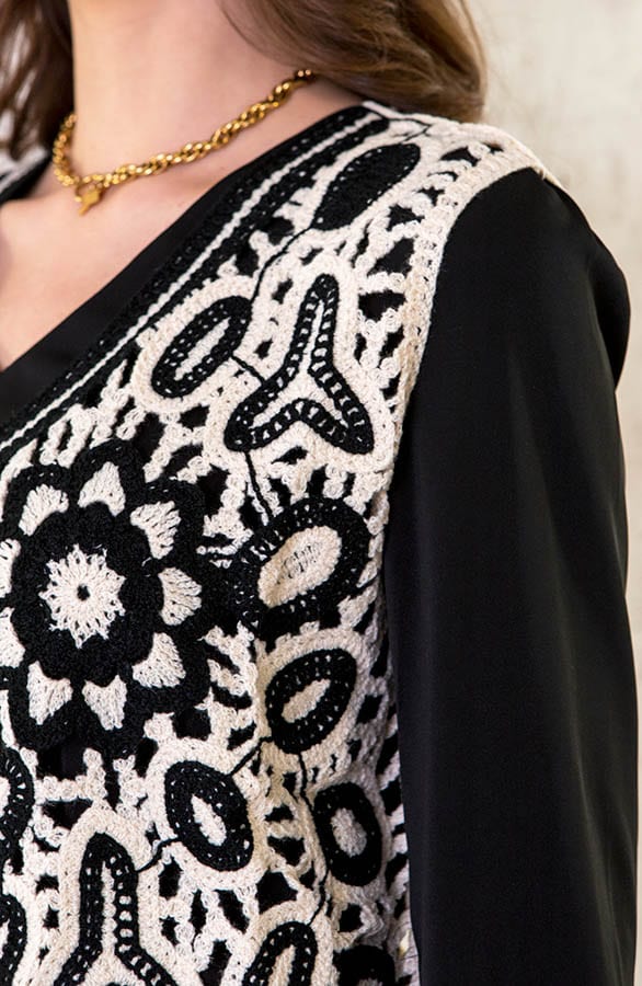 Gehaakte Gilet Zwart Wit – shoparchief, foto 5