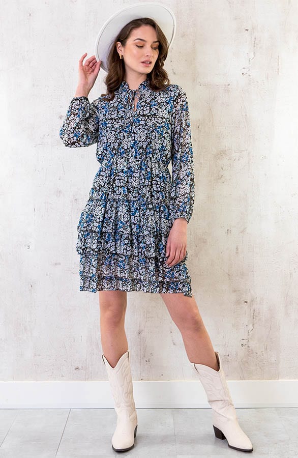 Laagjes Jurk Bloemen Blauw – shoparchief, foto 5