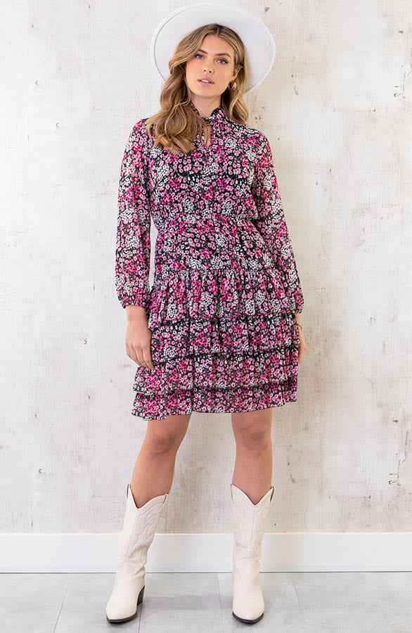 Laagjes Jurk Bloemen Roze – shoparchief, foto 5