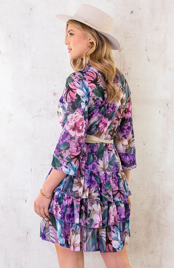 Laagjes Jurk Floral Lila – shoparchief, foto 3