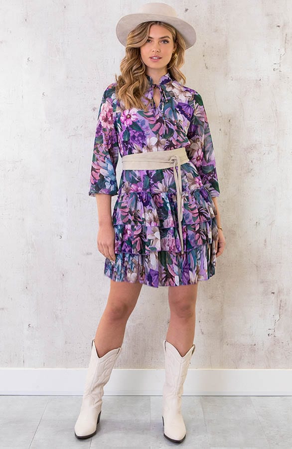 Laagjes Jurk Floral Lila – shoparchief, foto 4