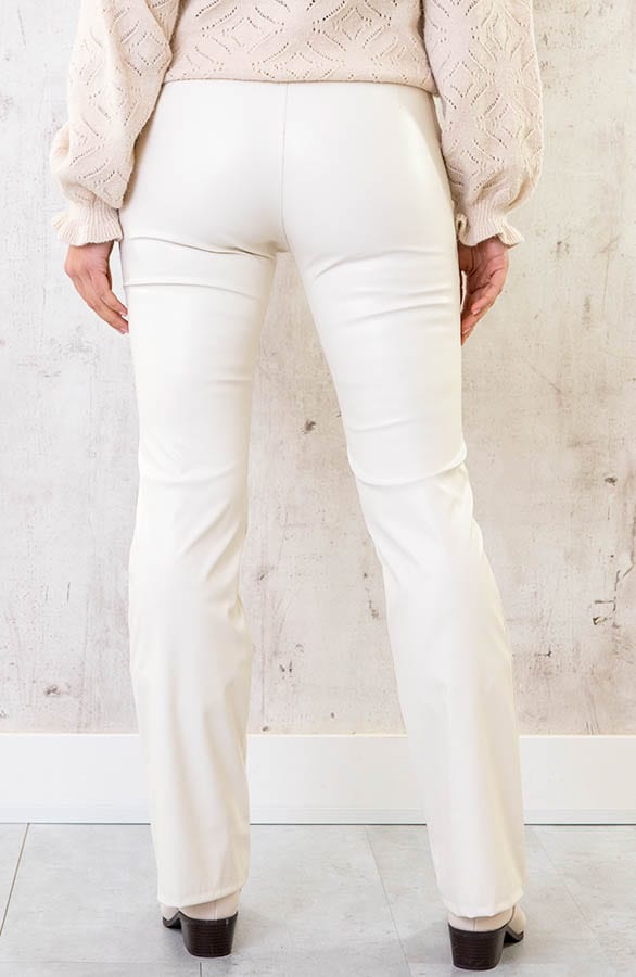Leather Flared Pants Ecru – shoparchief, foto 3