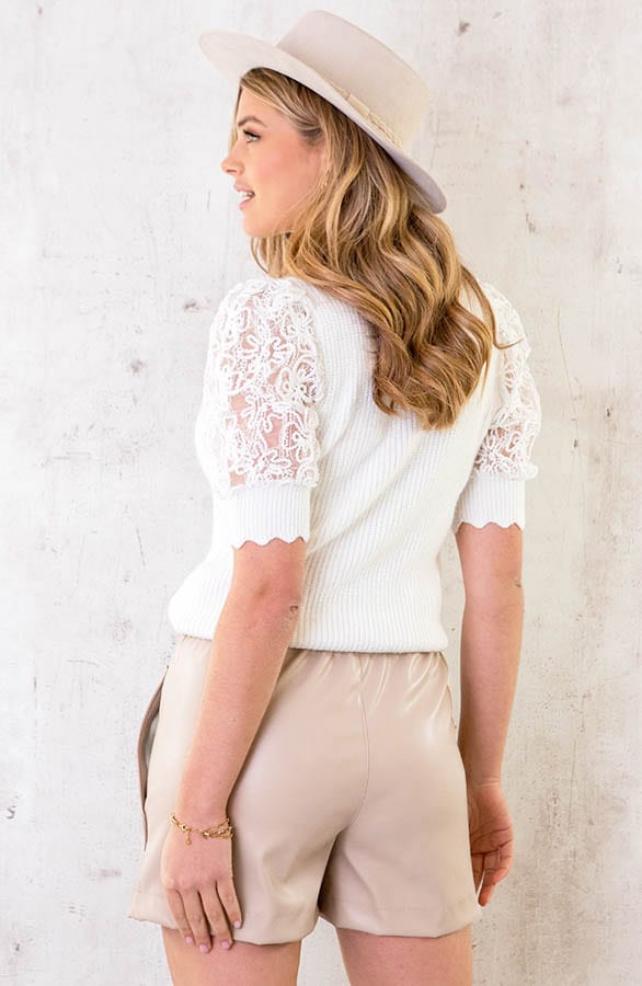 Leather Shorts Beige – shoparchief, foto 10