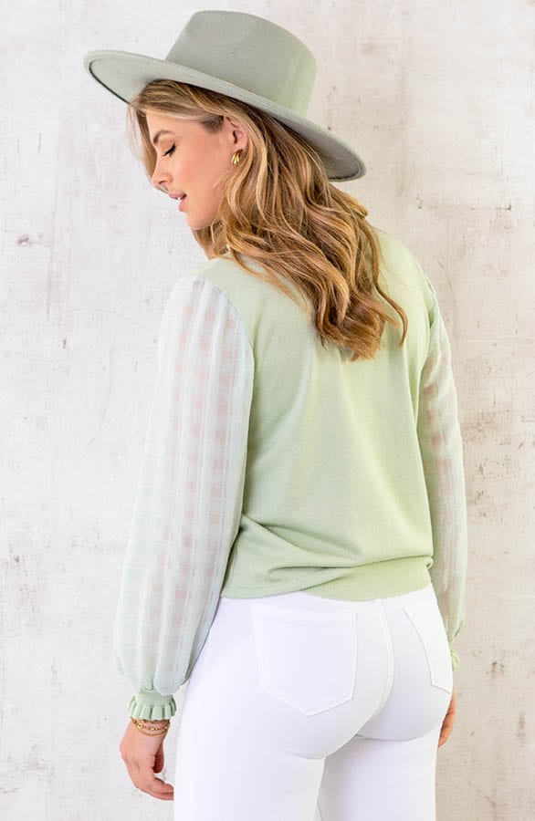 Longsleeve Top Colorblock-Ärmel Mint, Shoparchiv, Foto 4