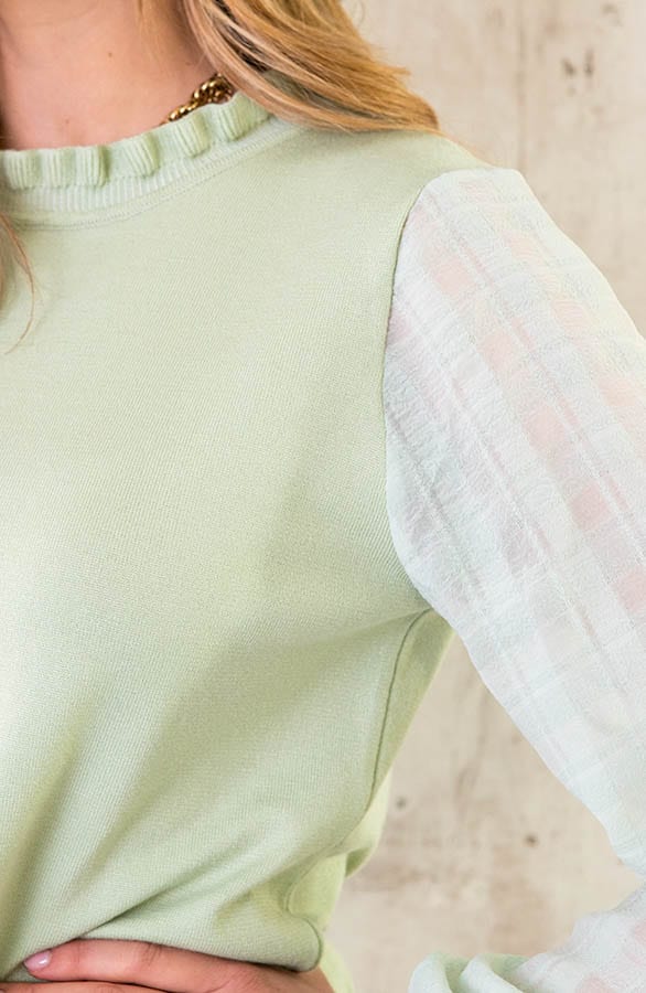 Longsleeve Top Colorblock-Ärmel Mint, Shoparchiv, Foto 5