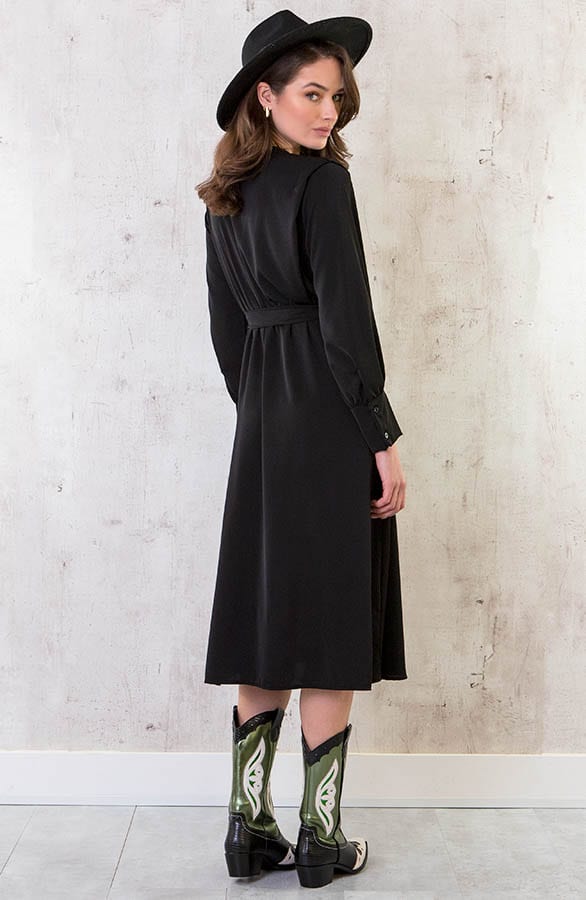 Midi Jurk Met Split Zwart – shoparchief, foto 4