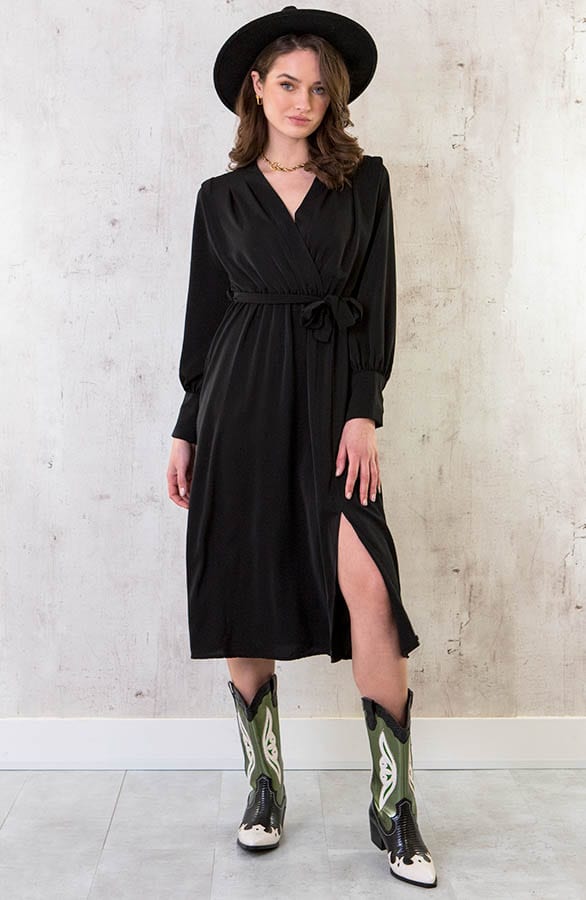 Midi Jurk Met Split Zwart – shoparchief, foto 1