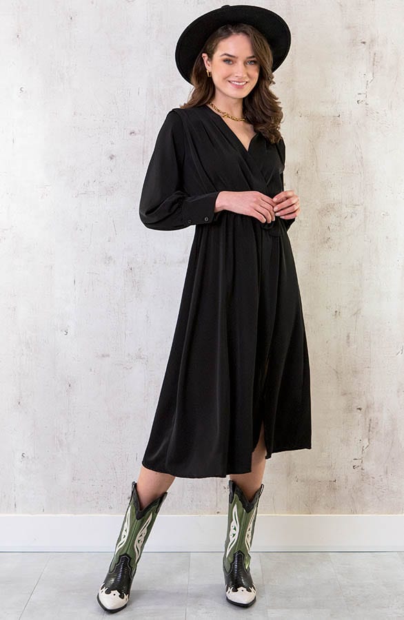 Midi Jurk Met Split Zwart – shoparchief, foto 2