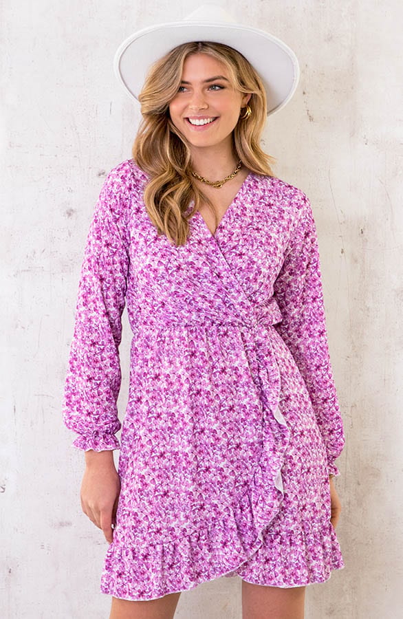 Overslag Jurk Aquarel Bloemen Roze – shoparchief, foto 2