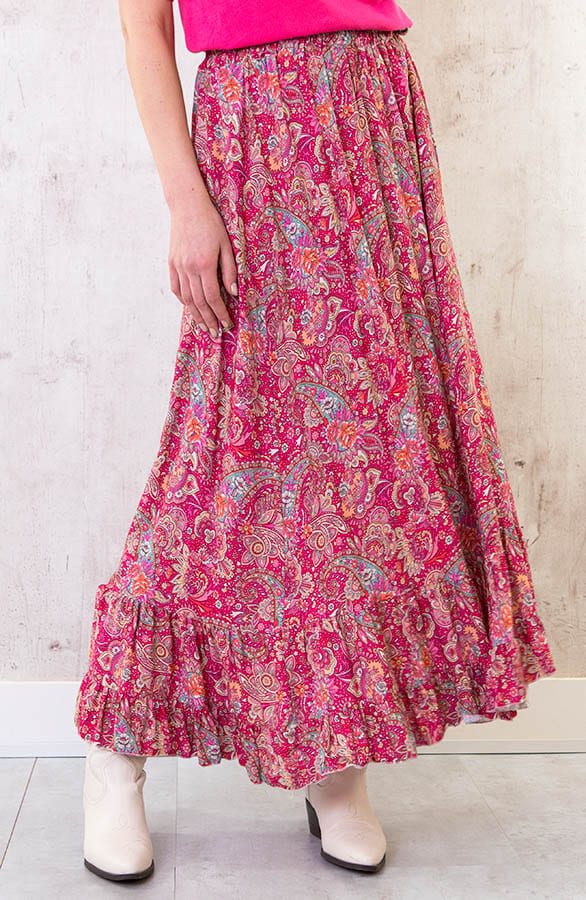 Paisley Maxi Rok Fuchsia – shoparchief, foto 6