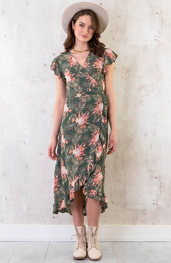 Palm Leaves Jurk Midi Army – shoparchief, foto 7