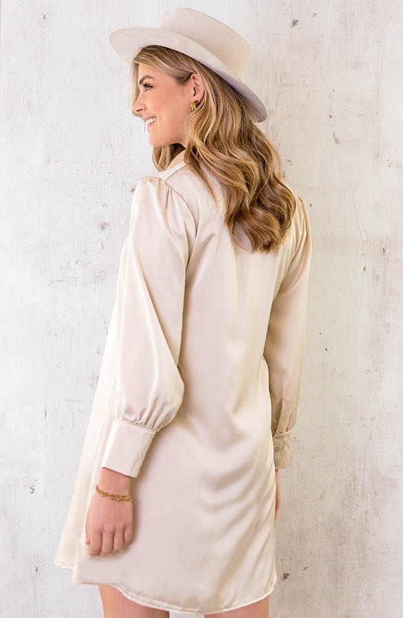 Satijnen Jurk Beige – shoparchief, foto 3