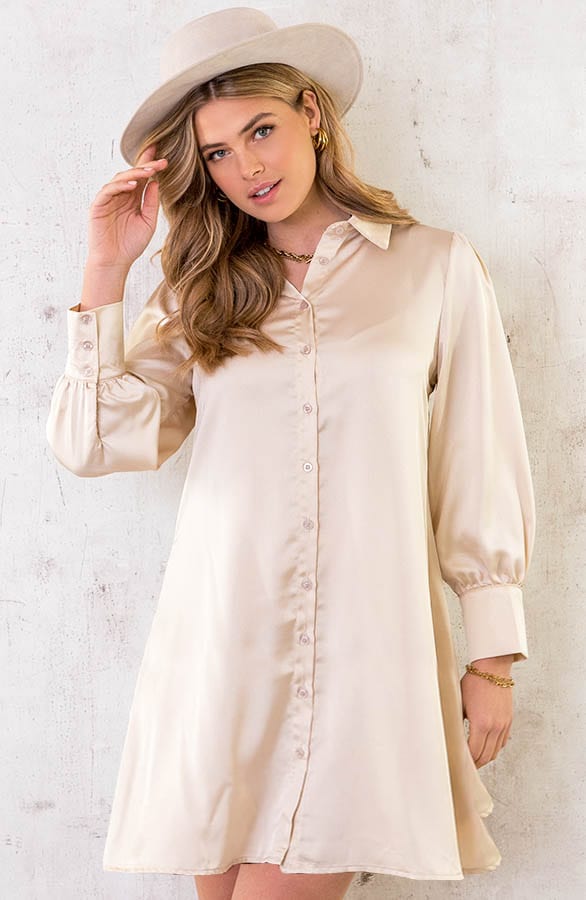 Satijnen Jurk Beige – shoparchief, foto 2