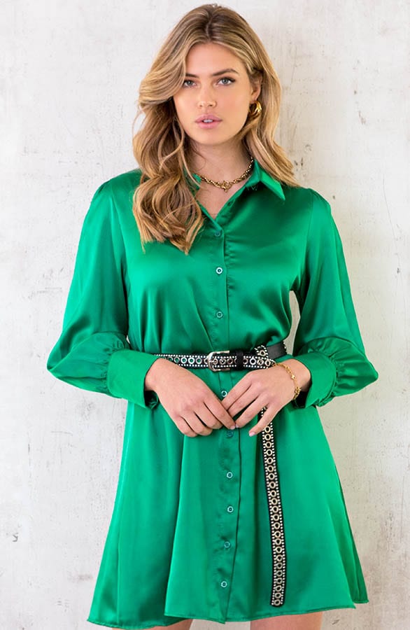 Satijnen Jurk Bright Green – shoparchief, foto 2