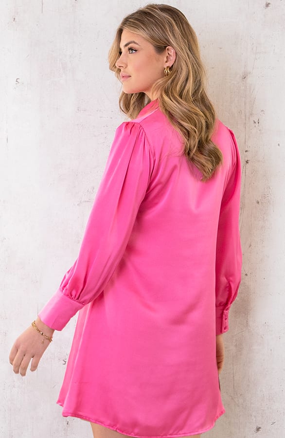 Satijnen Jurk Fuchsia – shoparchief, foto 4
