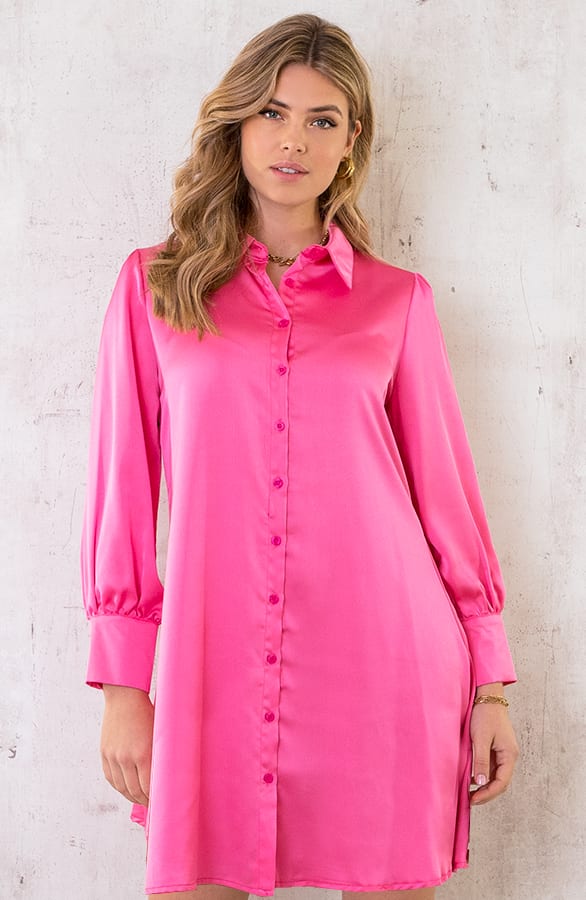Satijnen Jurk Fuchsia – shoparchief, foto 1