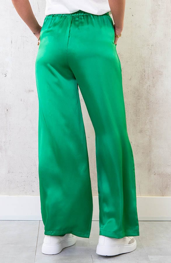 Satijnen Palazzo Broek Bright Green – shoparchief, foto 3