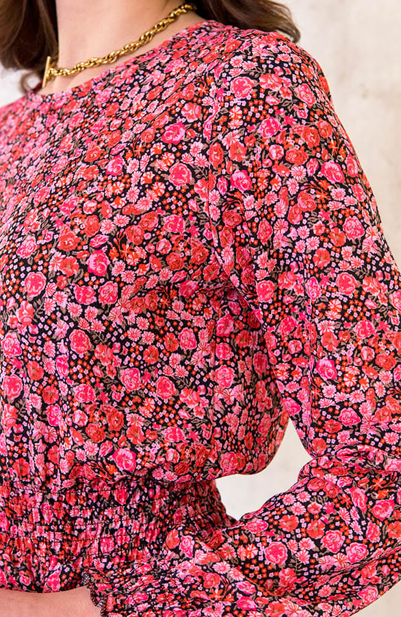 Smocked Flower Jurk Roze Rood – shoparchief, foto 5