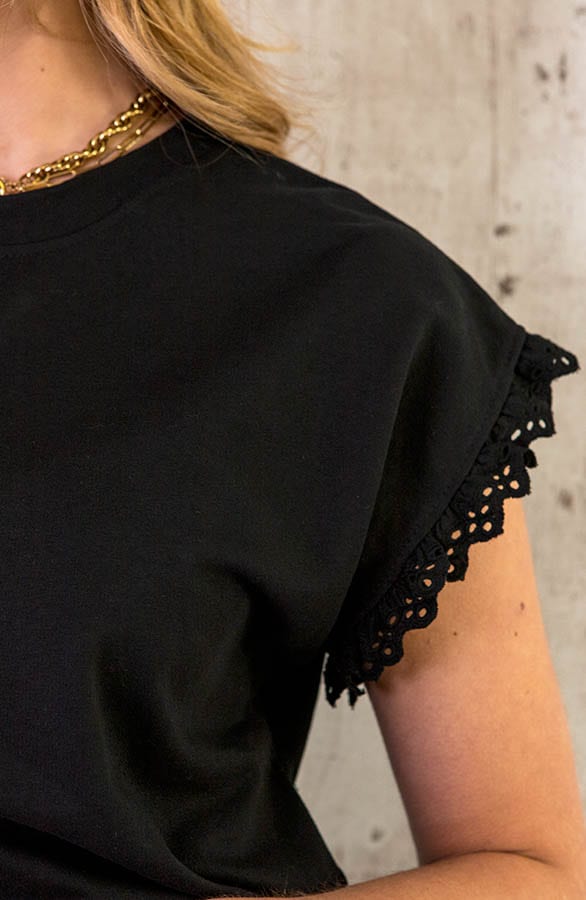 Top Met Embroidery Zwart – shoparchief, foto 5